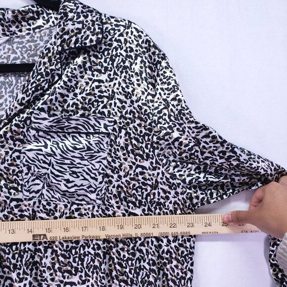 BB Dakota Pajama Set Shirt and Shorts Animal Print Satin Zebra Leopard Sleepwear - Picture 4 of 16